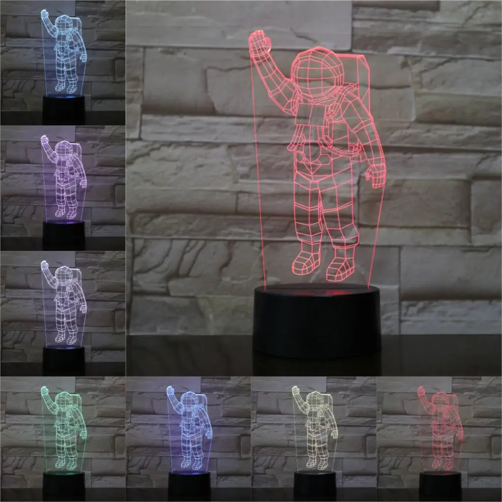 Астронавт космический корабль Космос X 3D лампа Иллюзия детский Ночной светильник сенсорный Лава сенсорный аккумулятор USB Рождественский дропшиппинг