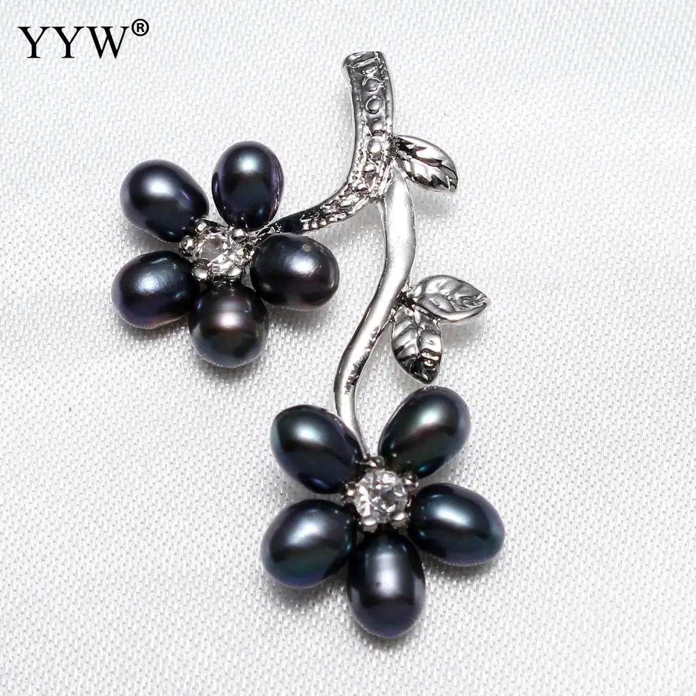 

Luxury Freshwater Pearl Pendants for Necklace Natural Real Black Pearl Flower Branch Drop Pendant DIY for Necklace Jewelry Gifts