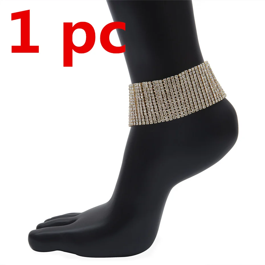 Golden 1 pc Ingemark/Роскошные блестящие стразы; браслет на щиколотке; женские пляжные сандалии; черные сандалии; пикантные женские прозрачные украшения для щиколотки стопы - Окраска металла: Golden 1 pc