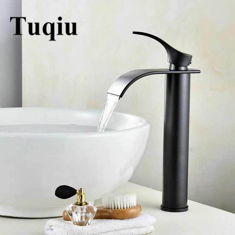 

Basin Faucet Luxury Waterfall Faucet Chrome/Black Sink Mixer Tap Deck Mounted Hot&Cold Sink Mixer Tap Faucet