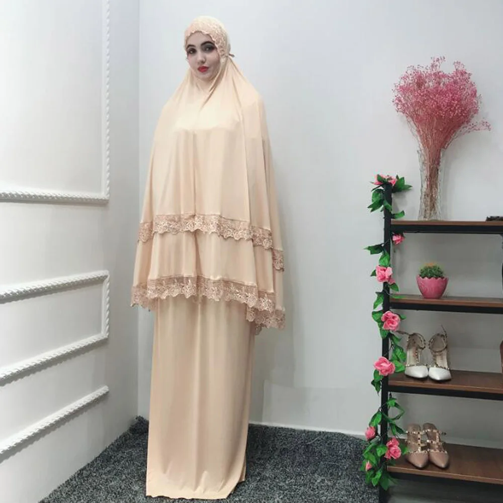 Мусульманский комплект верхнего белья Jilbab хиджаб Молитвенное платье полное