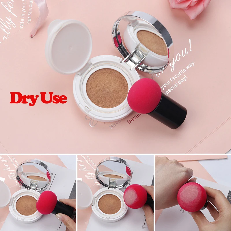Brainbow 1PC Cosmetic Puff with Plastic Case Cute Mushroom Designed Soft Beauty Makeup Sponge Bigger into Water Portable Sponge| |