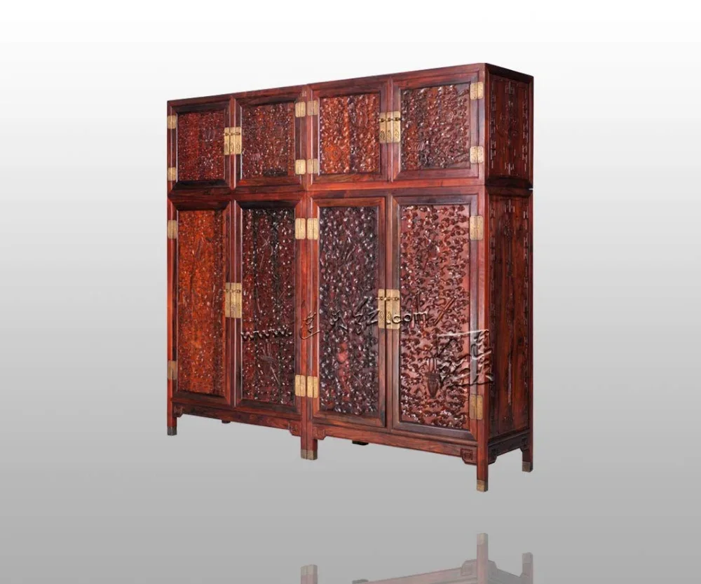 Новый классический антикварный шкаф из розового дерева в китайском стиле