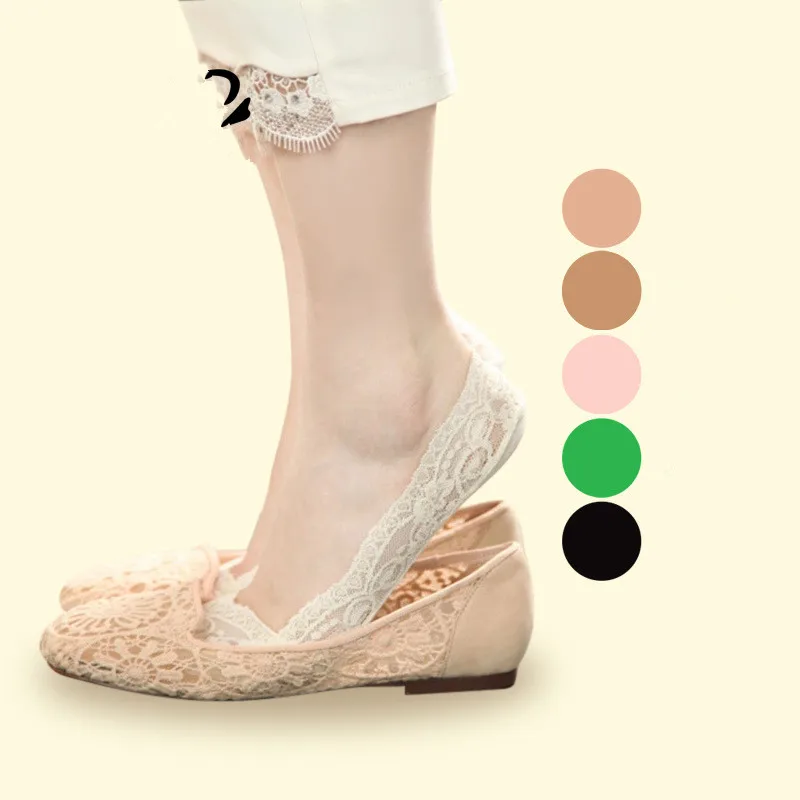 2019 Модные женские хлопковые носки летние кружевные короткие невидимое