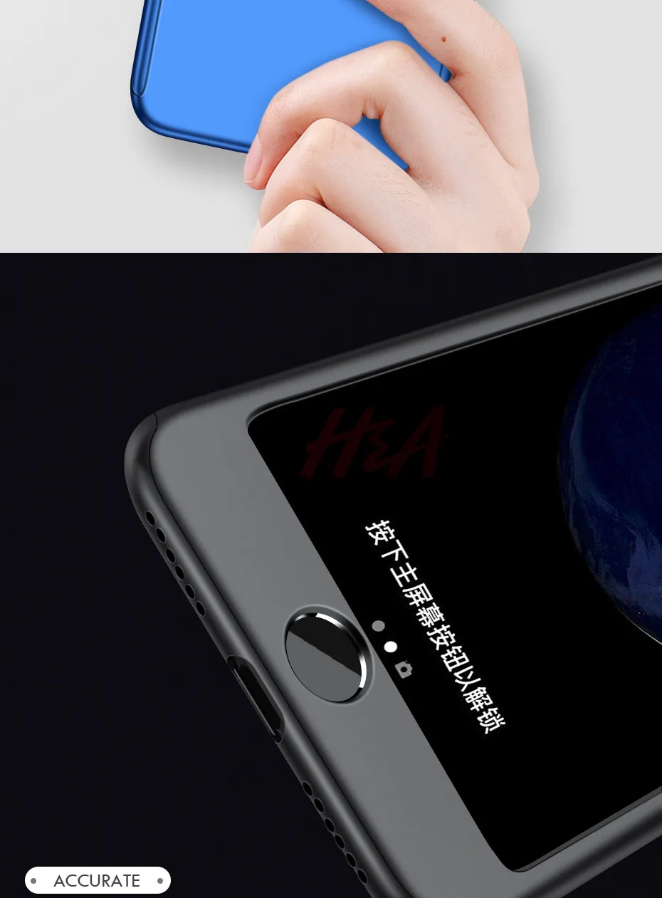 H& A полный защитный чехол для iPhone 7 8 6S 6 Plus чехол для iPhone 6 6S Plus чехол 5 5S se чехол для телефона Plsatic Coque стекло