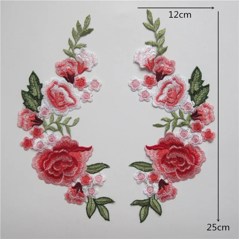 1 пара вышитый вырез воротник отделка Вышивка нашивки ткани цветок розы