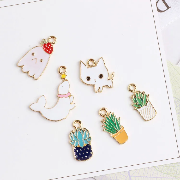 Корень 10 шт. милый кот Дельфин кошка зла эмаль амулеты подвески из сплава