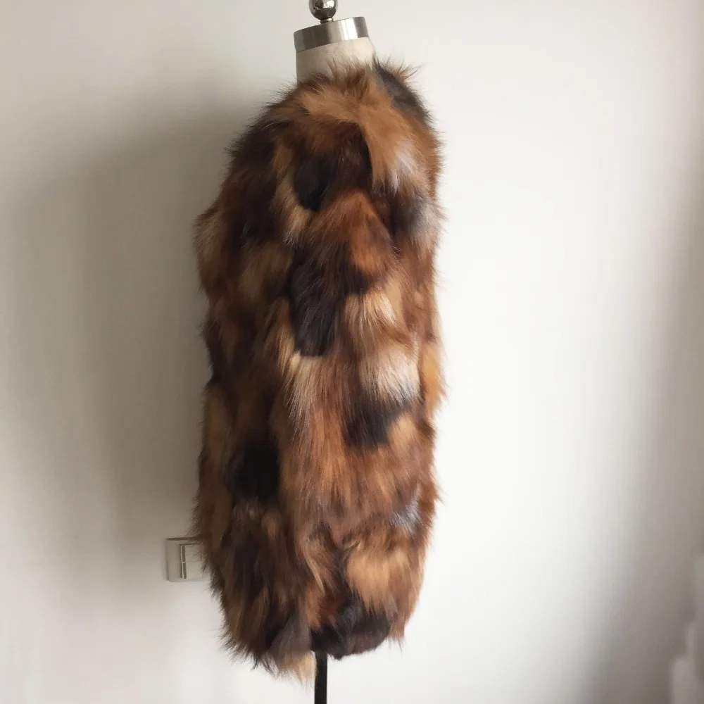 100% Роскошное однотонное шуба из натурального Лисьего меха специальный