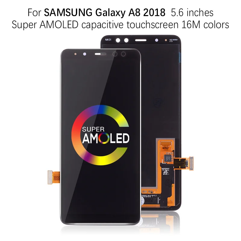 AMOLED Дисплей для SAMSUNG Galaxy A8 2018 A530 LCD в сборе с тачскрином Оригинал 5.6'' черный