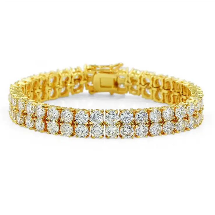 20.5cm double raw tennis chain hip hop bling wedding engagement jewelry sparking iced out CZ bracelet for men | Украшения и