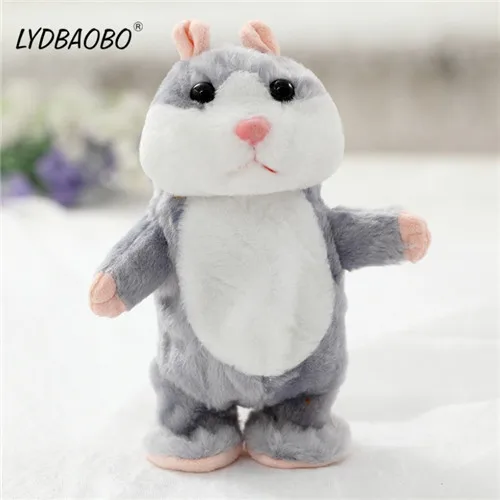 LYDBAOBO 1 шт., 18 см, говорящий хомяк, плюшевая игрушка, ходячая, мягкая, говорящая, записывающая звук, хомяк, Детская развивающая игрушка, Подвижная кукла, подарок для детей - Цвет: Walk gray