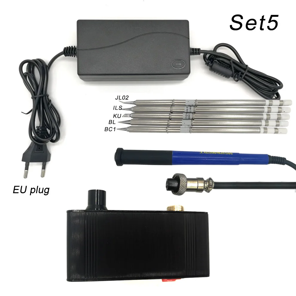 Quicko T12-942 Мини паяльная станция OLED с 9501 ручкой с адаптером ЕС 24V3A припой T12 наконечник утюга портативный сварочный инструмент - Цвет: Set5
