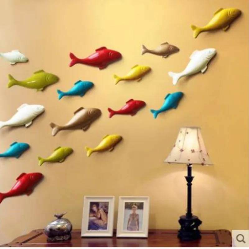 Трехмерные рыбные промыслы из смолы Креативные украшения для дома стен гостиной