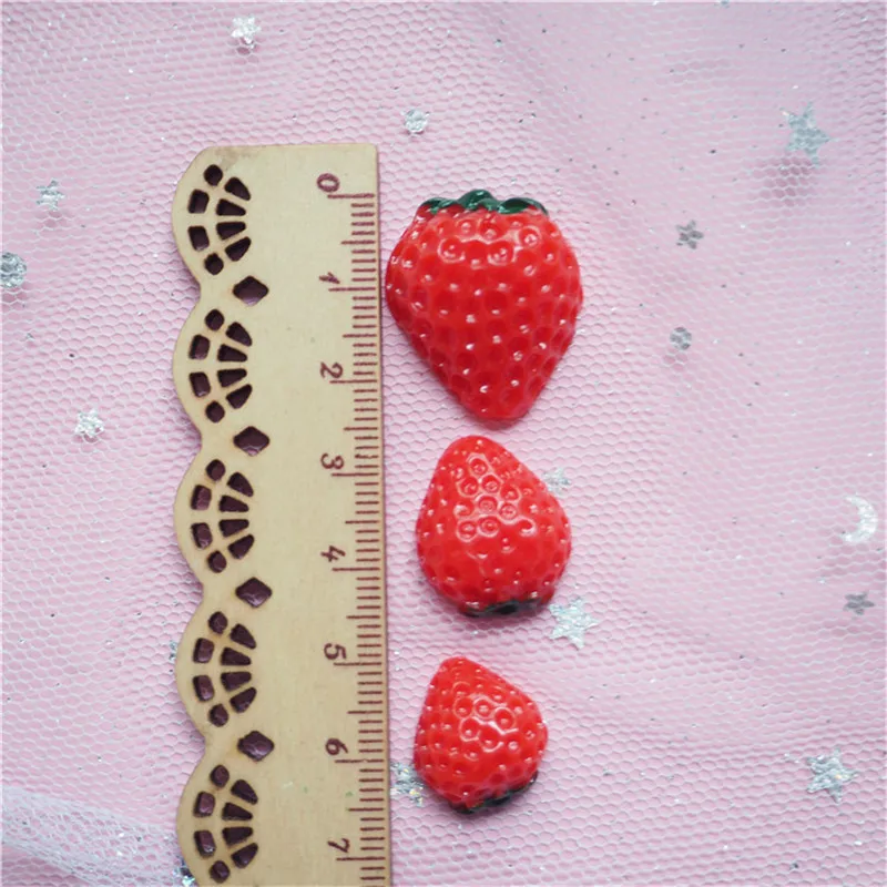 40pcs Resin Simulation Strawberry Flatback Cabochon Miniature Food Charm Craft Child Hairpin Decorate | Дом и сад