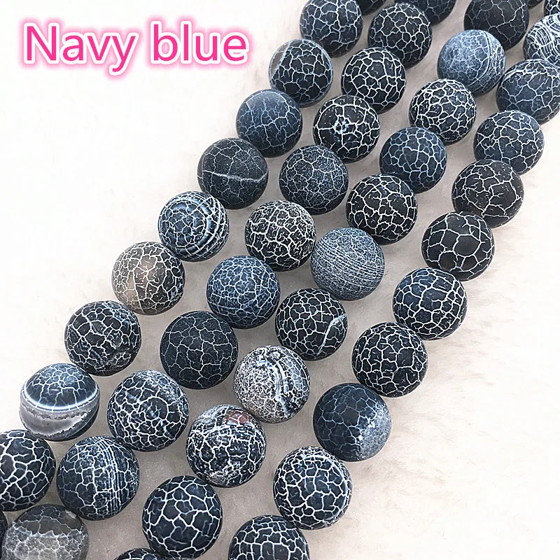 Wholesale 6/8/10mm Natural Stone Bead Dream Fire Dragon Veins Navy blue Onyx Agat Loose Beads For Making Bracelet DIY #05 | Украшения и