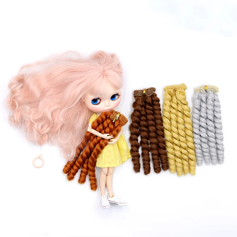 Msiredoll bjd парик аксессуары 1 шт 20*100 см волосы куклы для 1/3 1/4 1/6 1/12 градиентный цвет курчавый bjd парики diy
