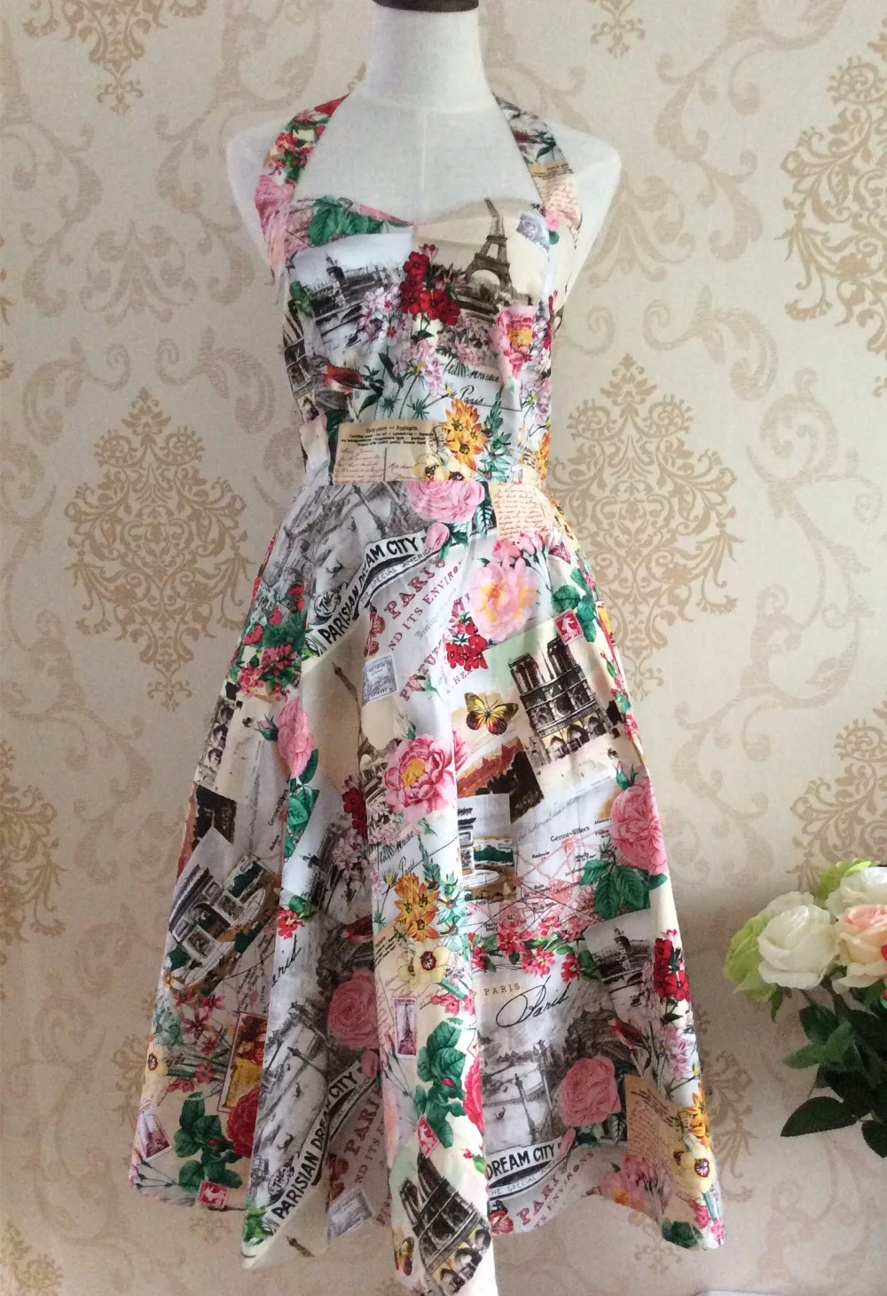 Женское винтажное драпированное платье в горошек красное синее черное