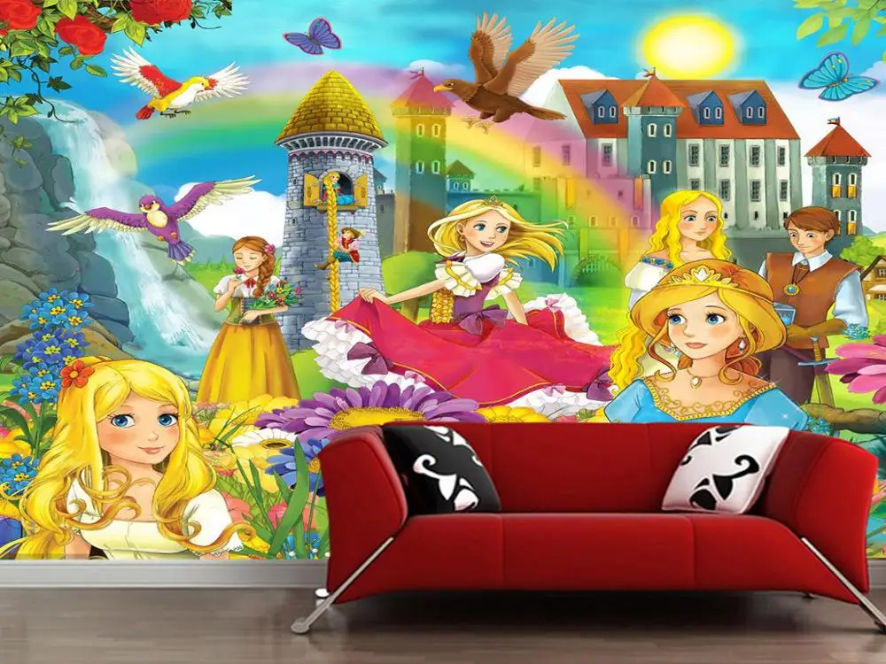 Пользовательские papel parede infantil сказочные фрески для детской комнаты гостиной