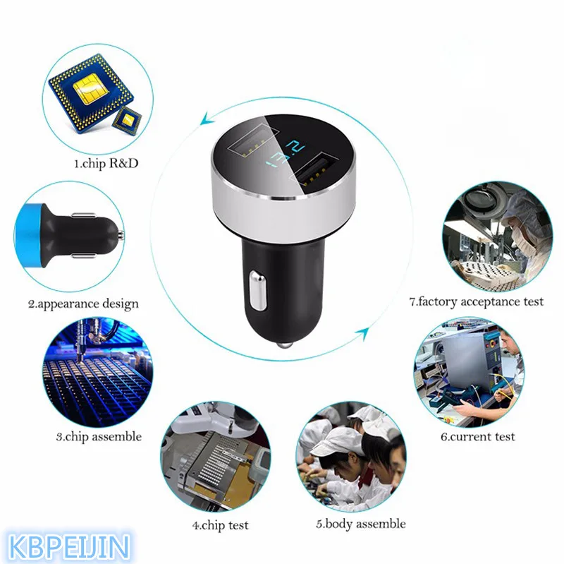 Новое автомобильное зарядное устройство с двумя USB-портами и светодиодной