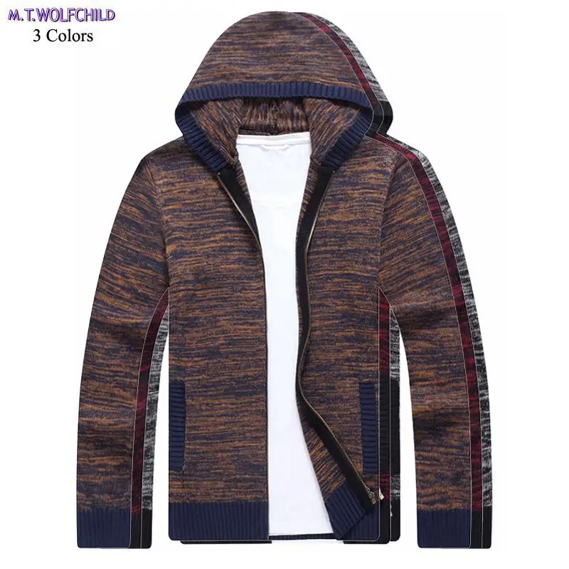 Мода 2018 зимние мужские Новые вязаные свитера с длинным рукавом и капюшоном