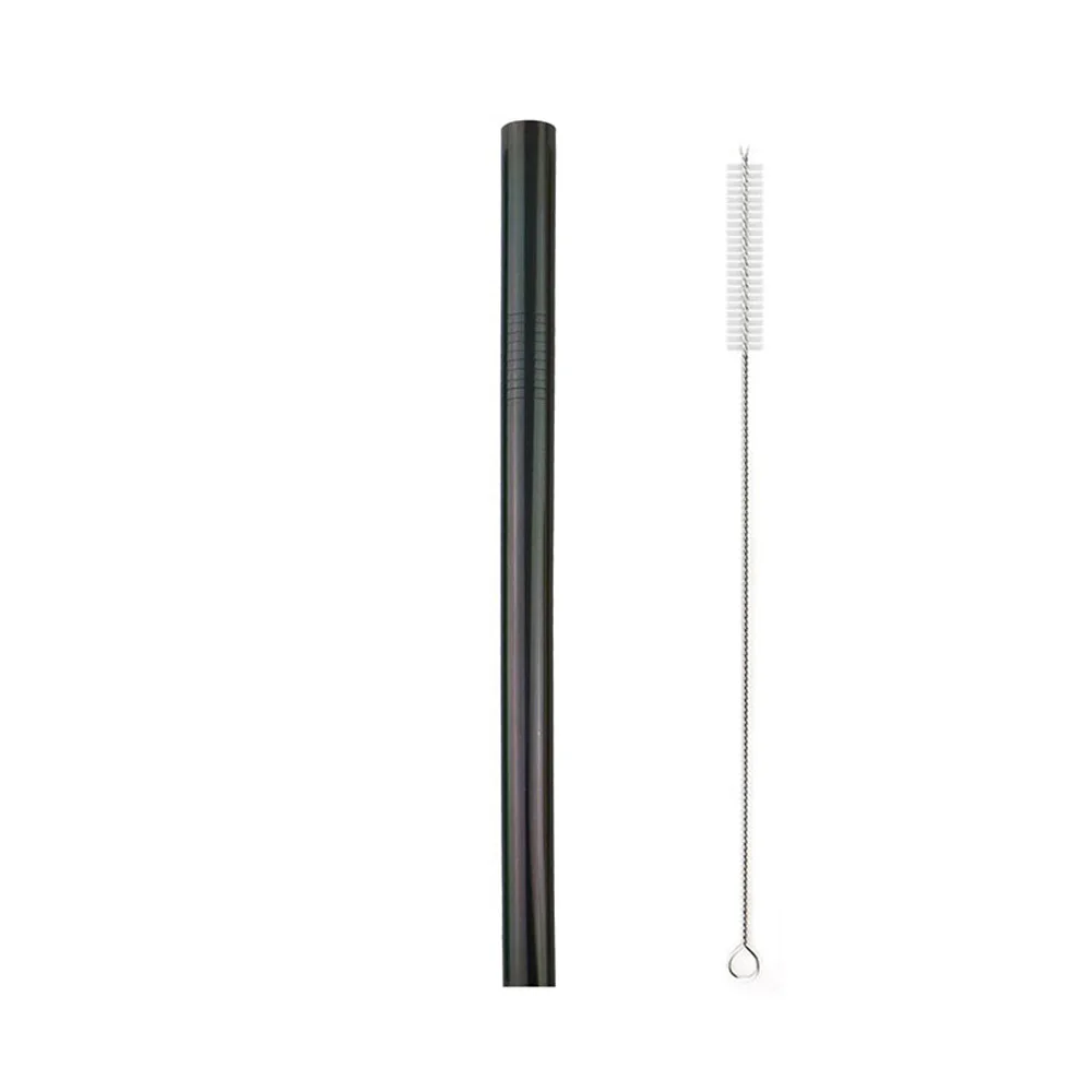 Black 215x12mm Очень широкая металлическая соломинка, соломинка из нержавеющей стали, многоразовые соломинки для питья, диаметр 12 мм, трубка для смузи, тапиока, жемчуг, вечерние - Цвет: Black 215x12mm