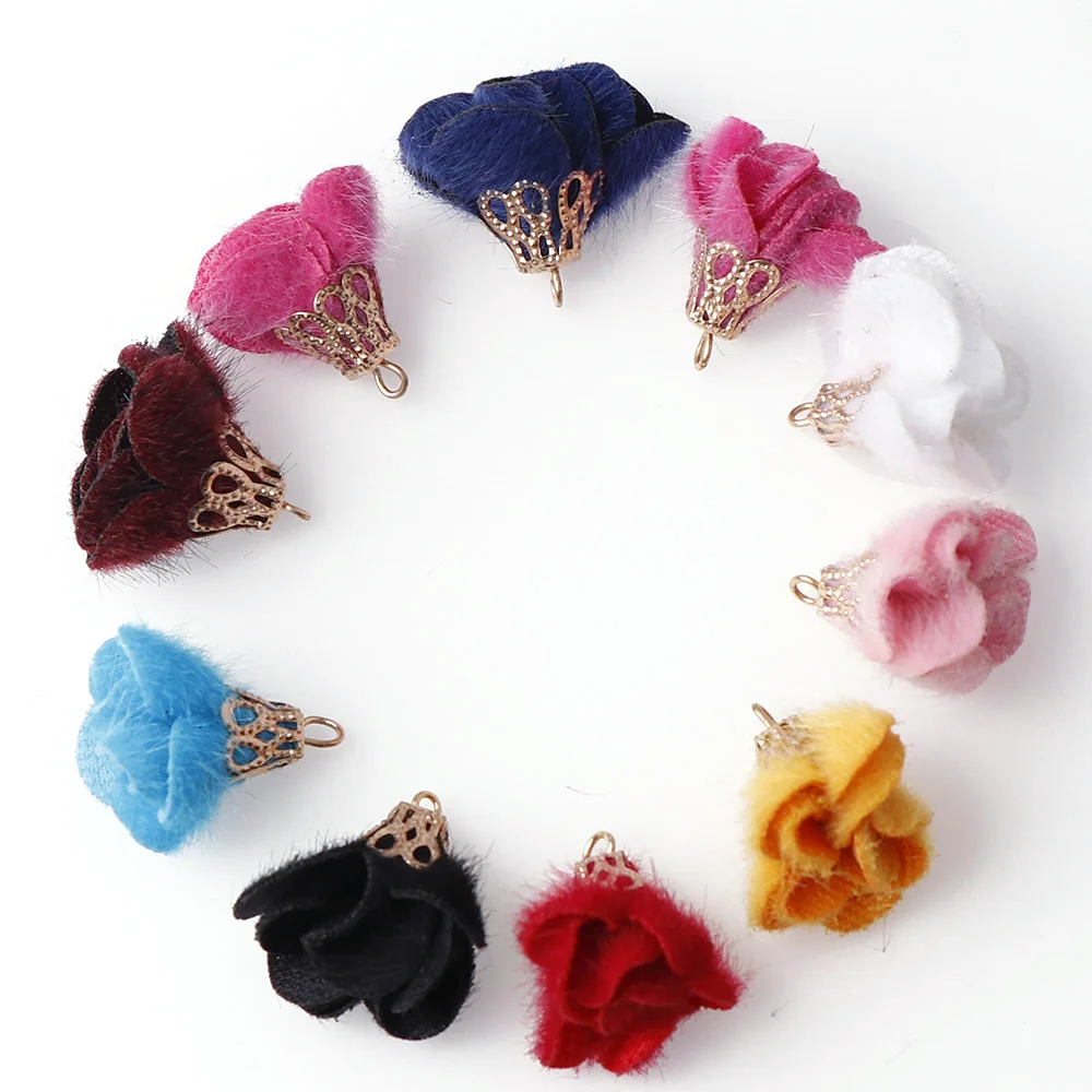 10 шт./компл. цветок Форма ткань Многослойные кисточкой DIY брелок Мобильный