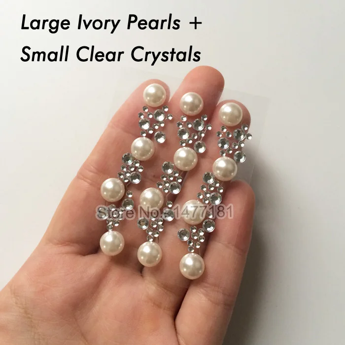 Ivory Pearl Crystal 6 листов свадебные приглашения наклейки s украшения акриловые стразы перламутровые полоски наклейки лист самоклеющиеся липкие жемчужины - Цвет: Ivory Pearl Crystal