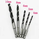 Сверла по дереву с шестигранным хвостовиком 14 дюйма, 456810 мм, 5 шт.