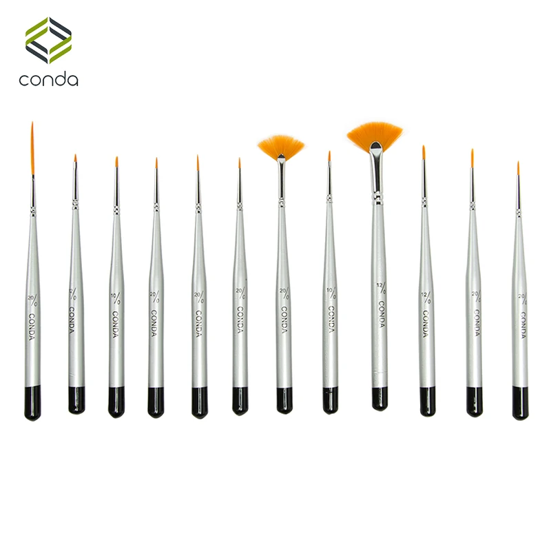 КОНДА Мелкие Детали Кисти Set 12 Миниатюрный для Детализации и Художник Живопись