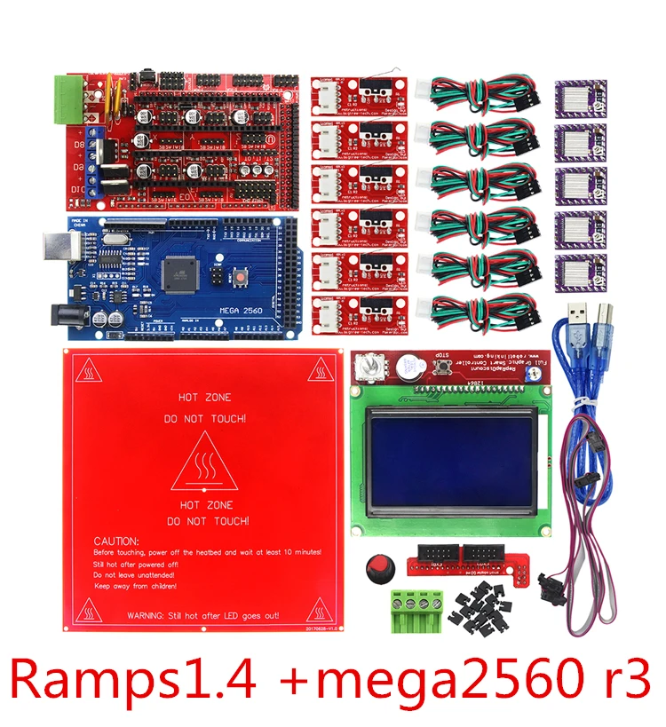 

3D Printer Parts Ramps 1.4 + mega2560 R3 MK2B Hot Bed 12864