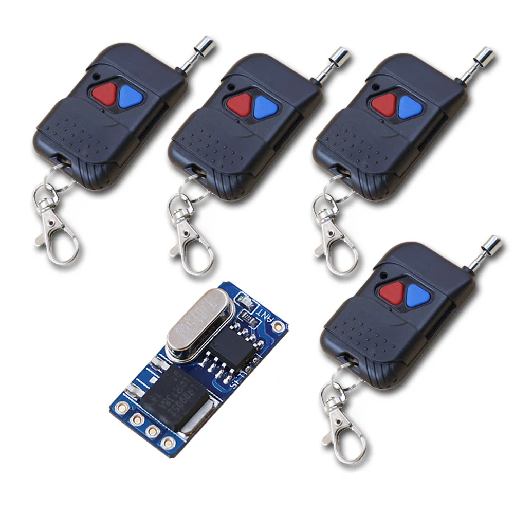 

DC3.5/5/7/9/12V 1CH Mini Size Wireless Remote Control Switch 1*Receiver&4*Transmitter for Light Lamp LED ON OFF M T L Adjustable