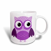 cute purple plaid owl ceramic mug 11 oz white