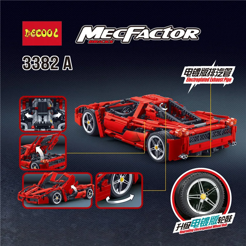 DHL в наличии DECOOL 3382A 3382B 1367 шт. формула Скорость чемпионов Racer модель автомобиля