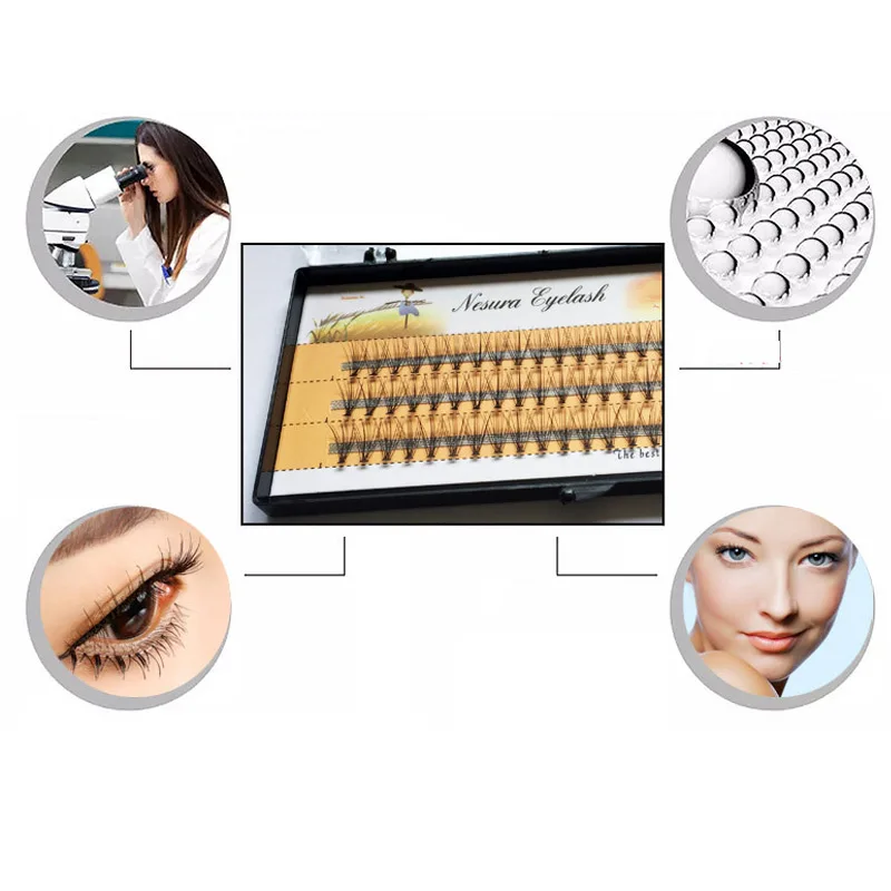 

Natural long Individual Flare Lashes Cluster False Eyelashes 60 bundles/boxes