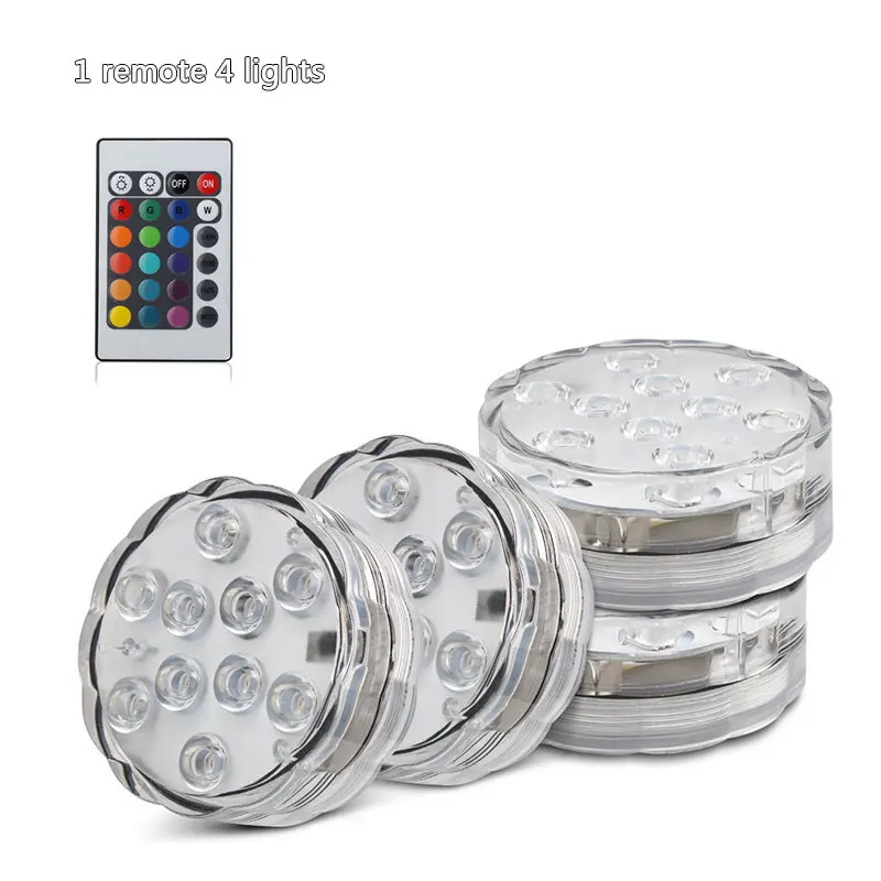 1 remote 4 light Светодиодный светильник для дайвинга s RGB погружной светильник s& дистанционное управление 3aaa батарея светильник 10led IP67 водонепроницаемый подводный светильник аквариум - Испускаемый цвет: 1 remote 4 light