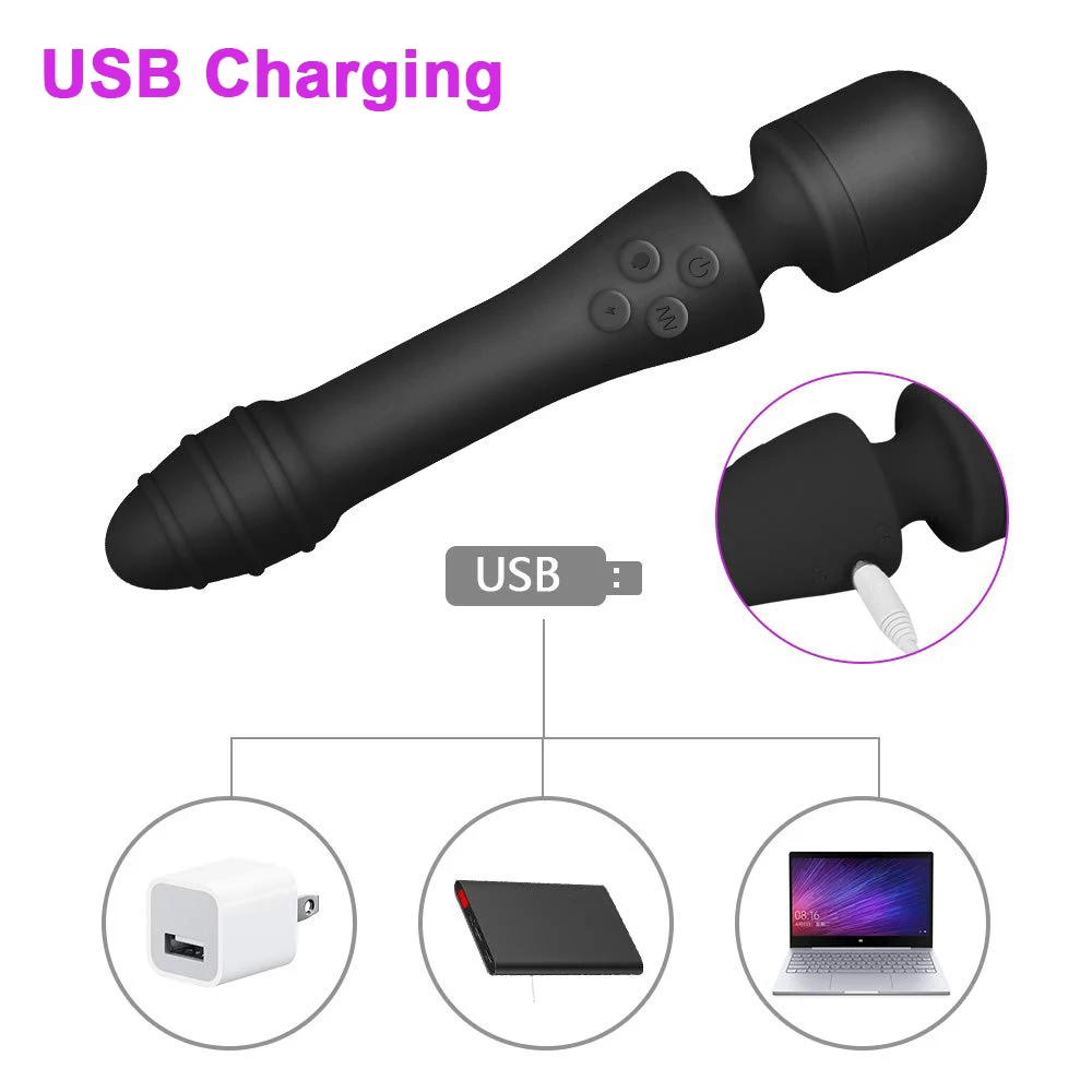 Нагревательный двойной вибратор AV волшебная палочка секс игрушка для женщин 7