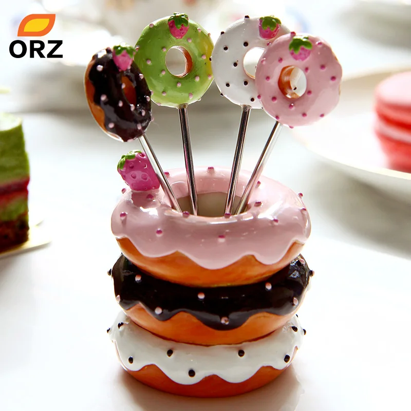 ORZ посуда бенто вилки шоколадный Фонду вилка форма для пончиков фрукты буфет