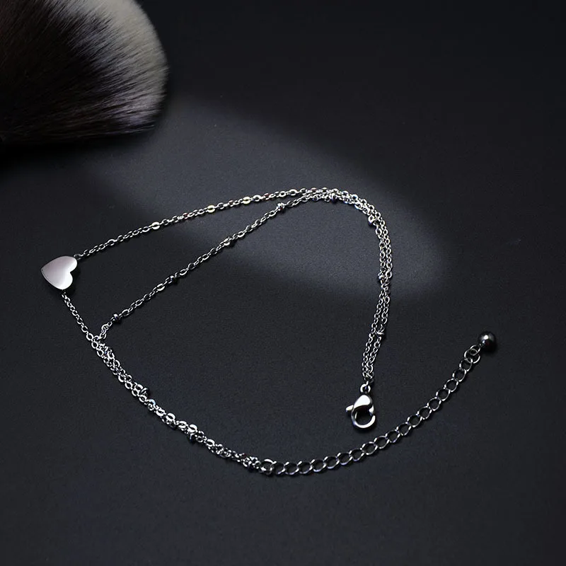 Женский ножной браслет Martick с одним сердцем и двойным слоем Ювелирное Украшение