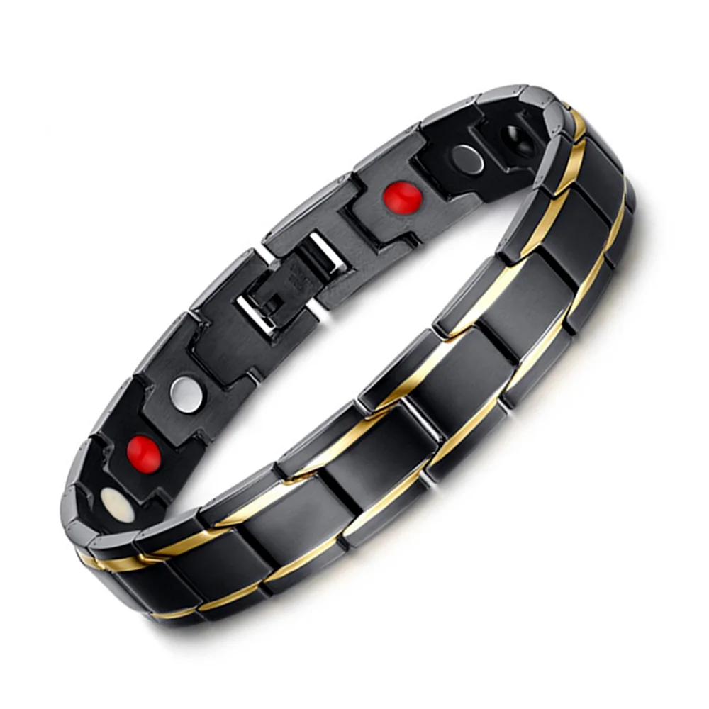 Black1 FINE4U B068 черный мужской 316L нержавеющая сталь здоровья браслеты и браслеты Магнитный здоровый браслет Здоровье Уход ювелирные изделия - Окраска металла: Black1