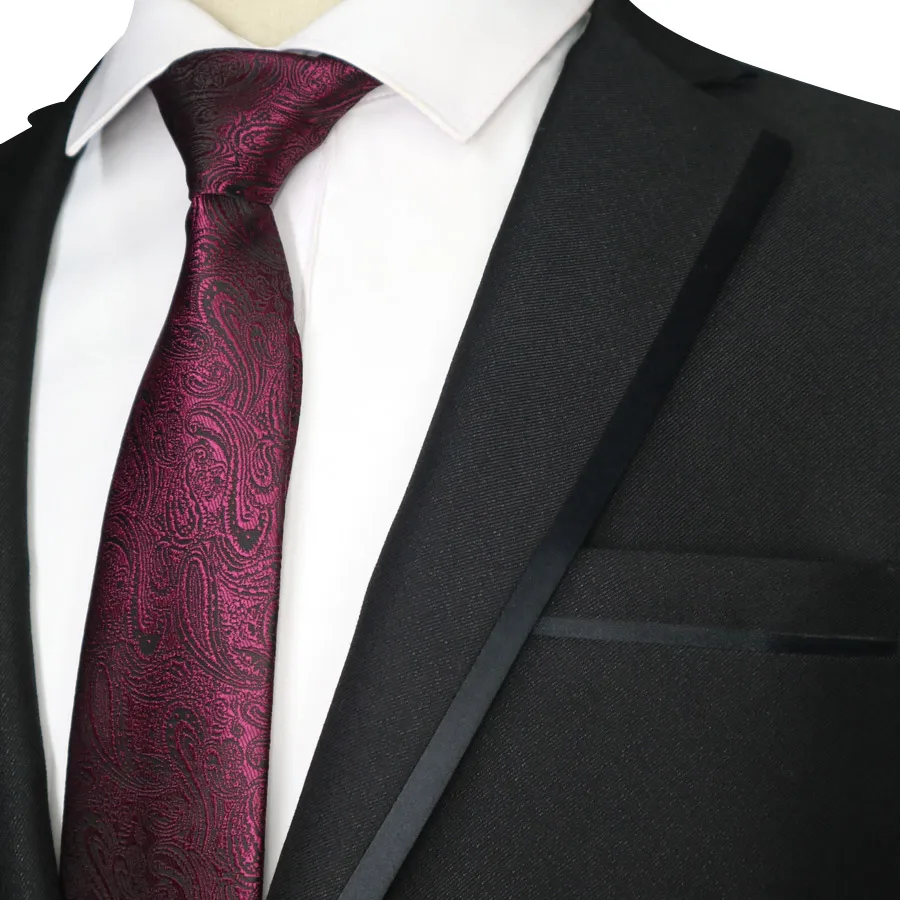 Мужской водонепроницаемый галстук 7 см Красный жаккардовый с цветочным рисунком