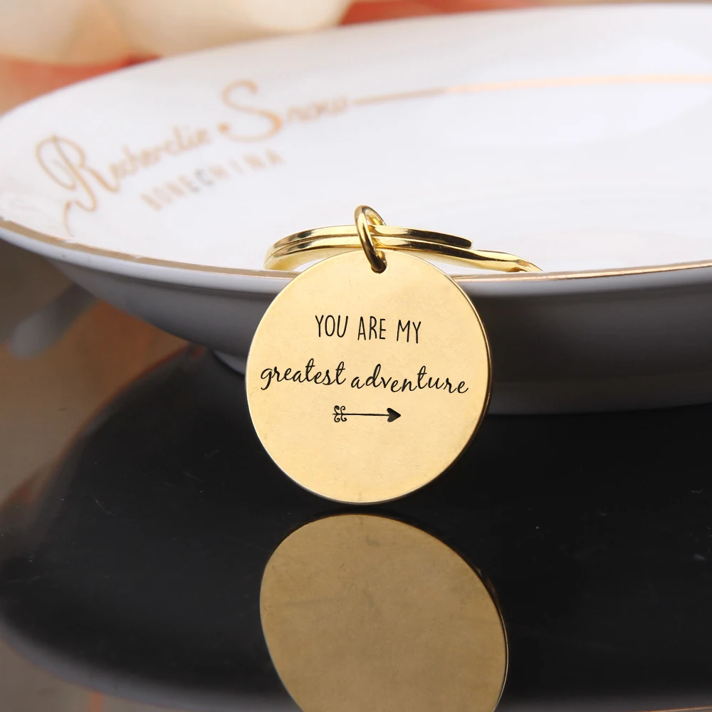 Creative Key Chain Engraved You Are My Greatest Adventure Arrows Mini Delicate Bag Charm Gifts For Boyfriend Girlfriend Keyring | Украшения