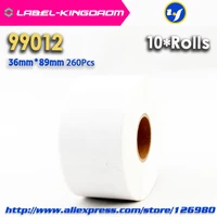 10 rolls dymo compatible 99012 label 36mm89mm 260pcsroll compatible for labelwriter400 450 450turbo printer seiko slp 440 450