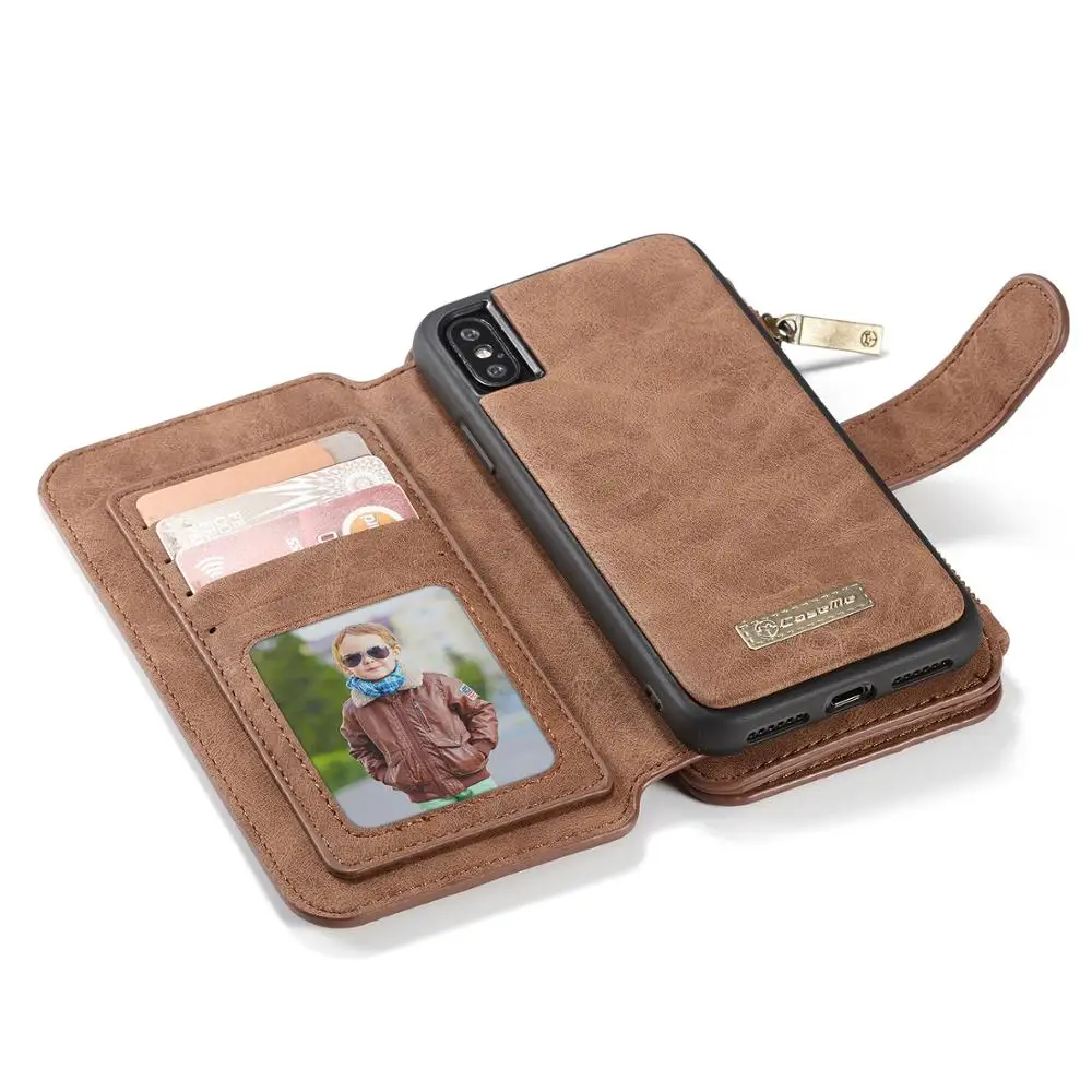 Для iPhone XR XS Max чехол кошелек Caseme кожаный сумка книжка на молнии с отделением для