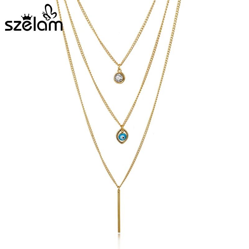Женское винтажное ожерелье Szelam длинное колье золотого цвета с подвеской рука