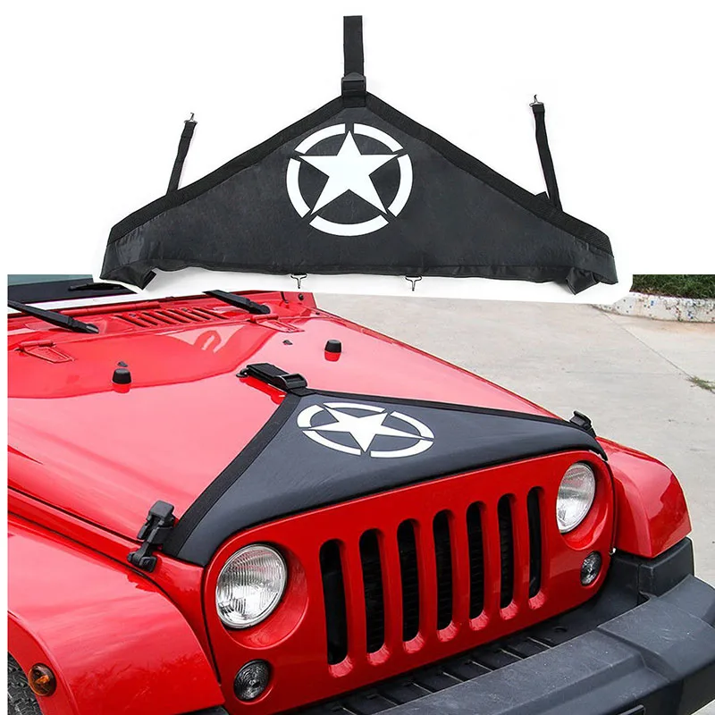 

For Jeep Wrangler JK 2007-2017 Black Face style Front Hood Protective Bra Cover Front End Bra Protector Kit