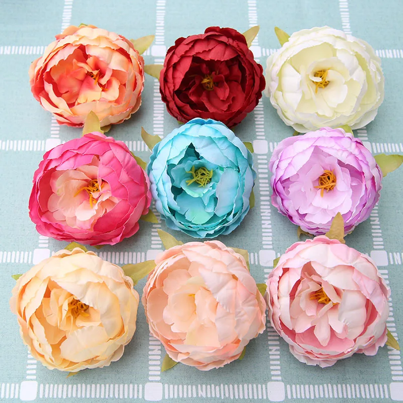 3pcs 9cm artificial flower peony high quality fake wedding car party Festive home decor Flower wall DIY silk flowers | Дом и сад