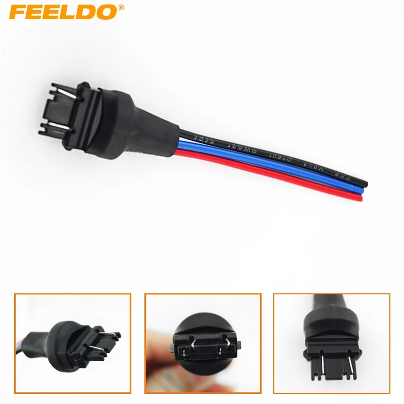 

FEELDO 20pcs Car 3157/3057/3155/3357/3457/3757/4057/4157/W2.5X16Q Lamp Bulb Male Jack Plug Connector With Wire #HQ3926