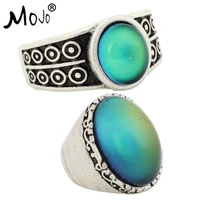 2pcs antique silver plated color changing mood rings changing color temperature emotion feeling rings set for womenmen 007s026
