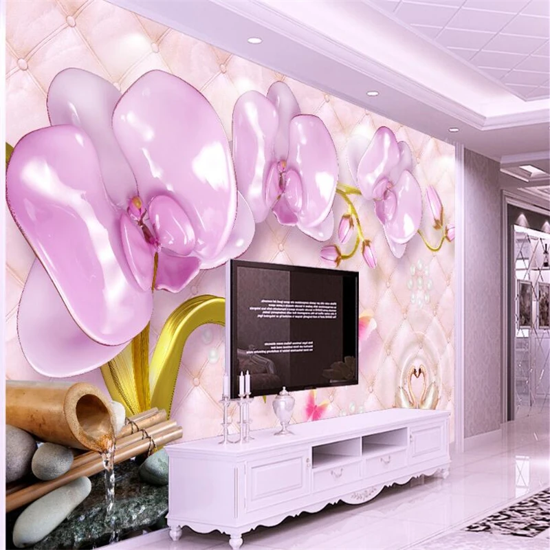 Beibehang Custom Wallpaper Living Room Bedroom Mural 3d Luxury Pink Butterfly Soft Bag Jewelry TV Background wallpaper mural |