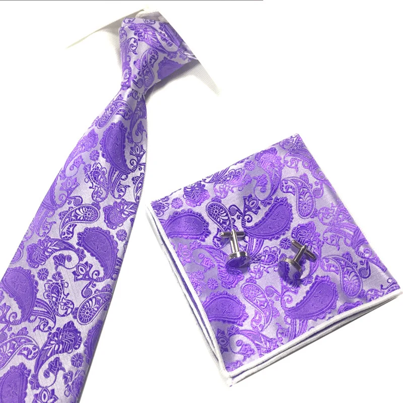New Paisley Mens Ties Pocket Square and Cufflinks for Wedding Business Suits Fashion Corbatast Floral 3pcs/set | Аксессуары для